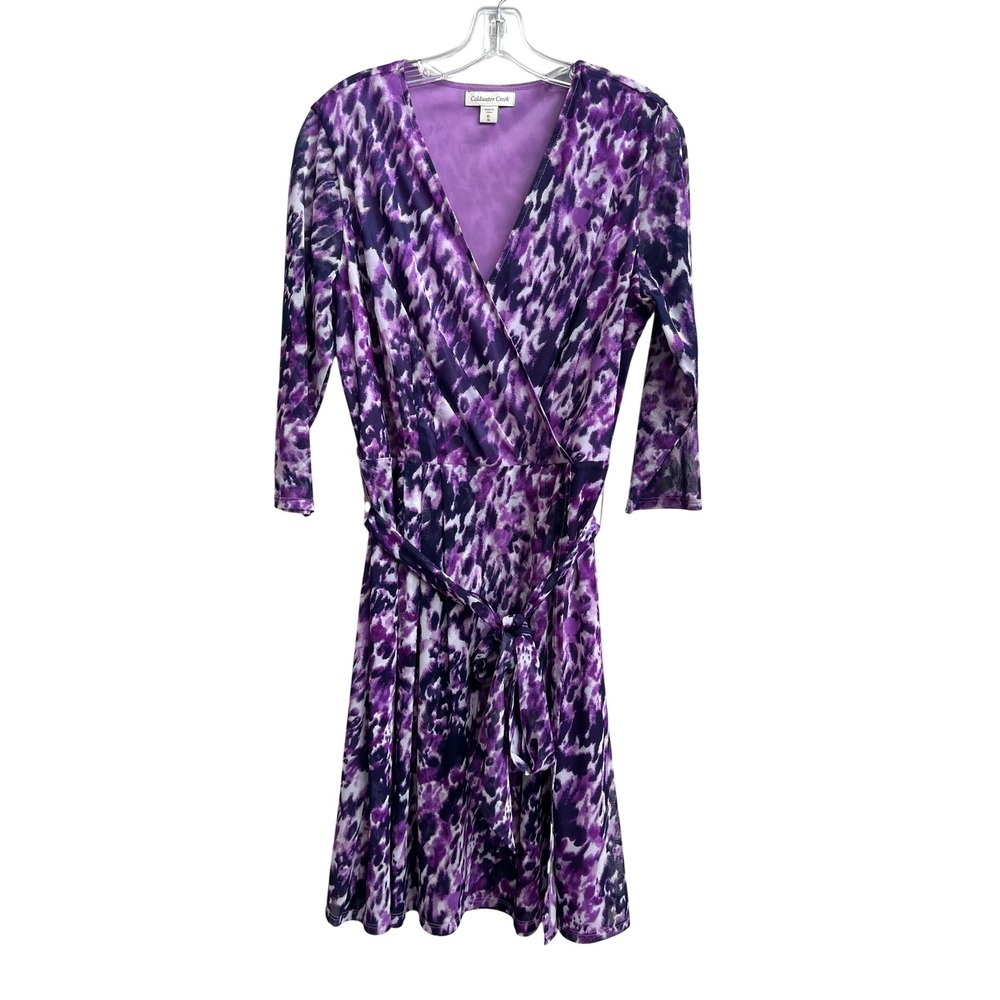 Coldwater‎ Creek Womens Purple Tie Waist Wrap Dress Size XL Sheer shealth